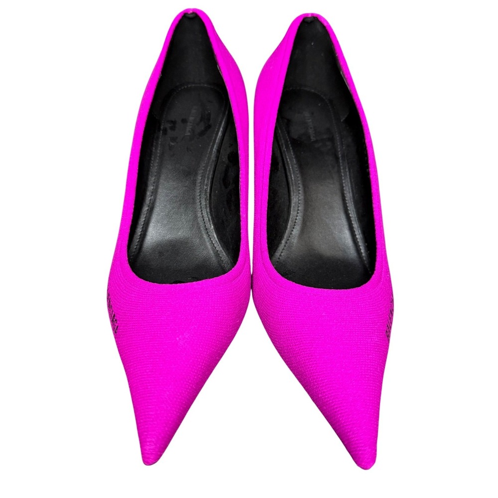 Balenciaga Hot Pink Knife‎ Logo Pointed Toe Pumps EU 39/US 8.5 - Picture 2 of 11